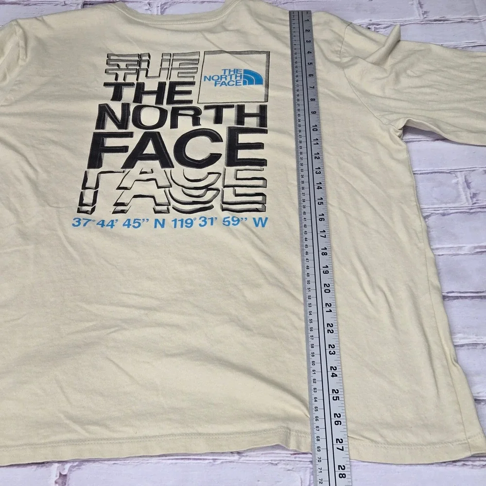 The North Face Long Sleeve T-Shirt Pale Yellow Graphic Cotton Mens Sz Large